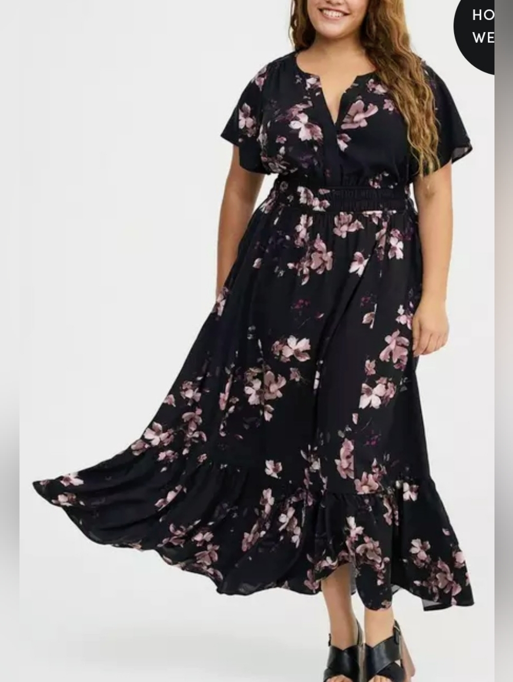 Torrid Y-Neck Smocked Maxi Dress